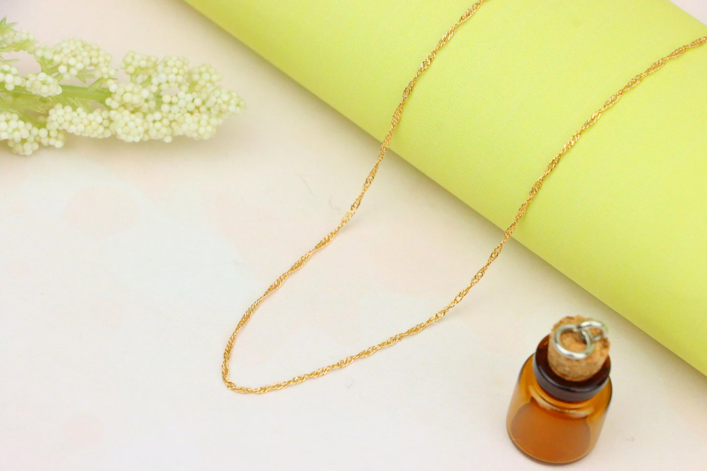 Elegant Rose Gold Chain Necklace in Twisted Rope Design, XPNL1905 (2161-8)