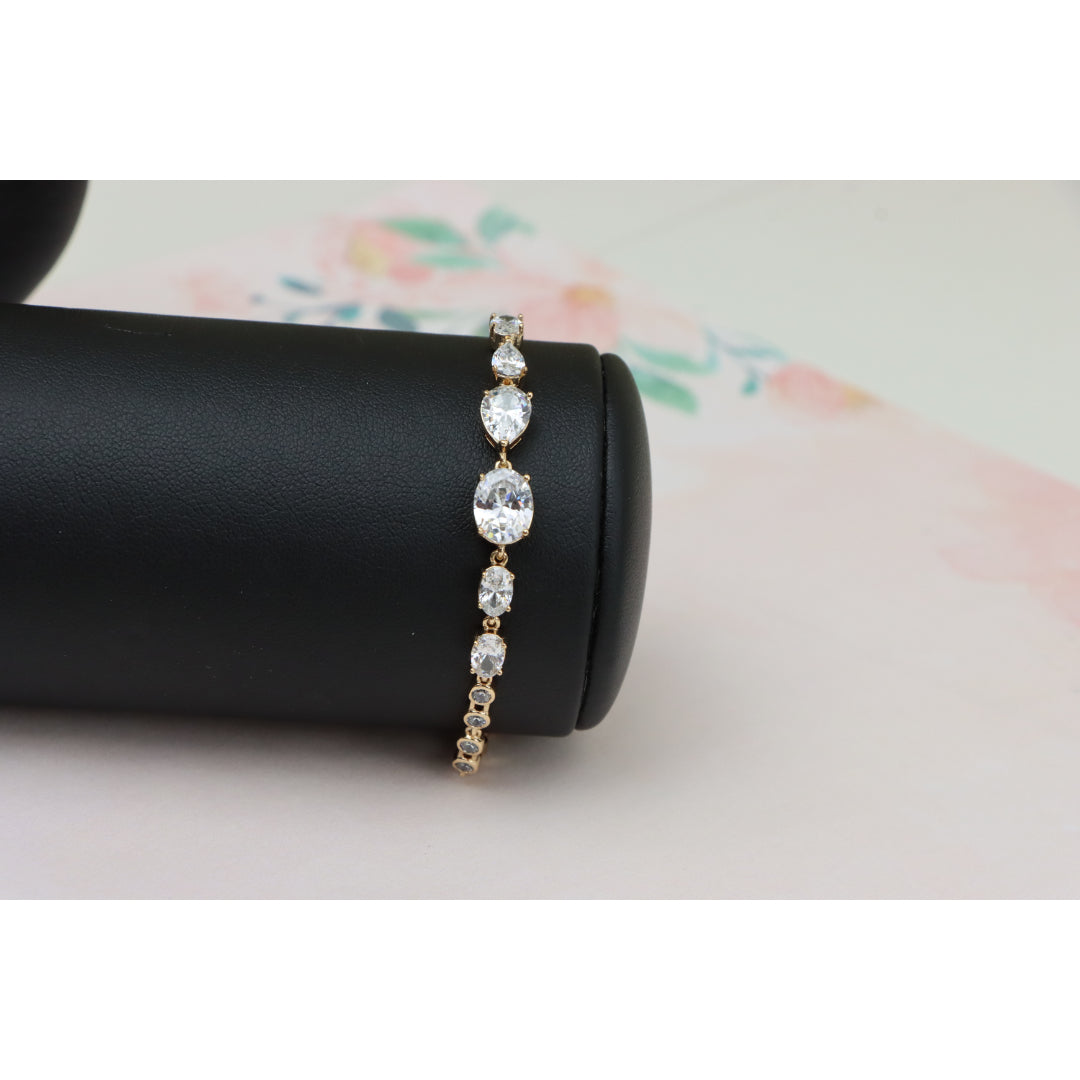 Elegant Teardrop & Oval CZ Rose Gold Bracelet for Women, XPBL0752 (2076-1)