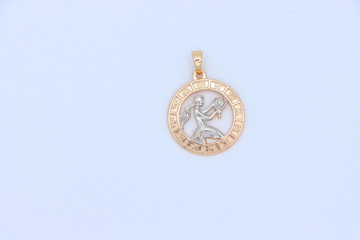 Rose Gold Virgo Zodiac Pendant with Elegant Symbol and Fine Detail, XPPT1450 (2136-9)