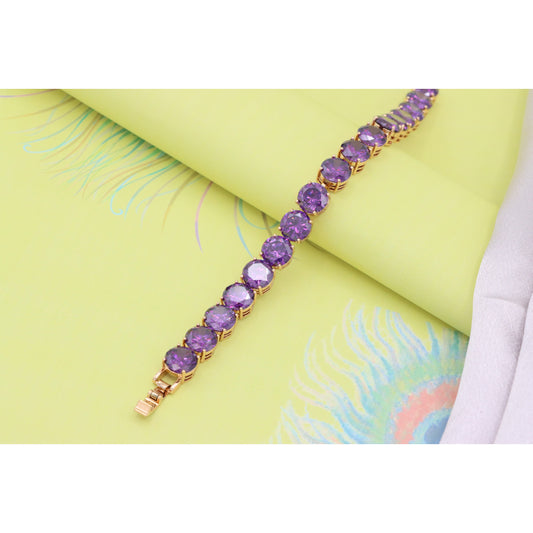 Rose Gold Plated Purple Zircon Tennis Bracelet, XPBL0753 (2076-2)
