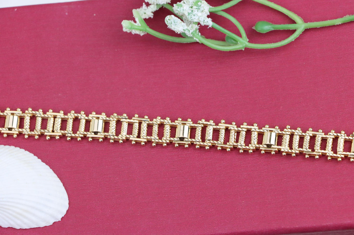 Rose Gold Designer Bracelet in Elegant Textured Link Pattern, XPBL1145 (2115-4)