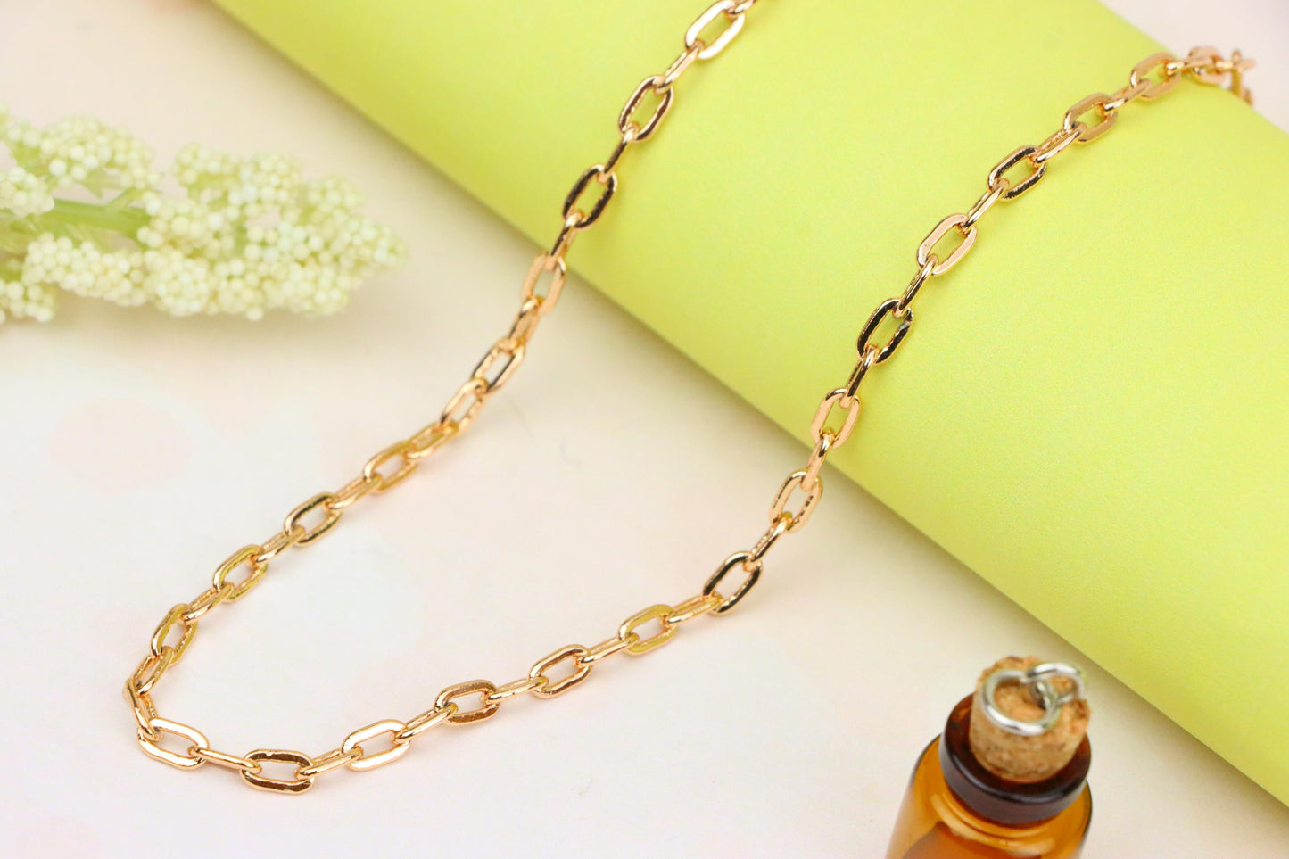 Chunky Oval Link Rose Gold Necklace in High Quality Brass, XPNL1906 (2161-9)