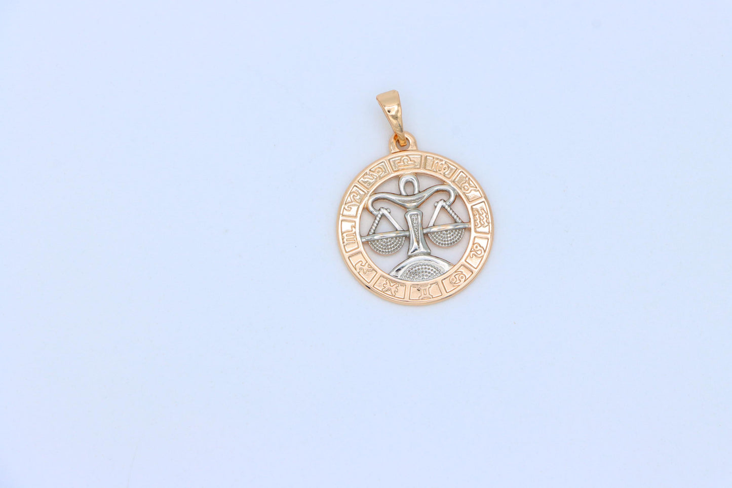 Rose Gold Libra Zodiac Pendant with Delicate Scales Symbol Design, XPPT1451 (2136-9)