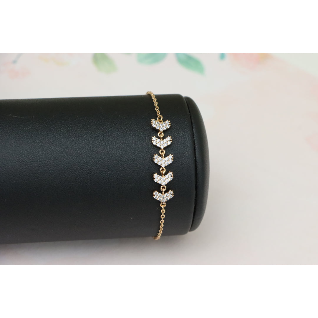 Delicate Rose Gold Leaf Chain Bracelet with CZ Stones, XPBL0754 (2076-3)