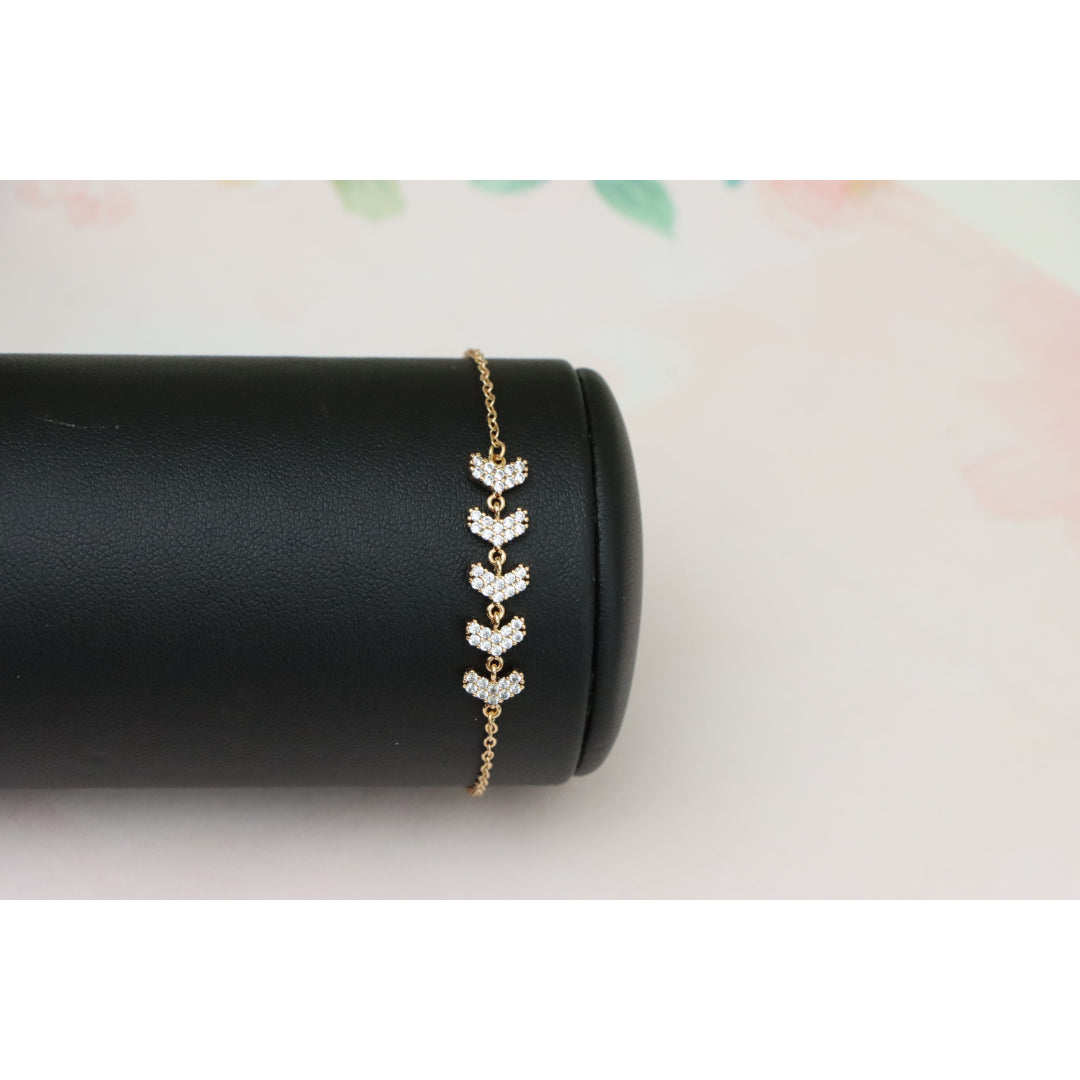 Delicate Rose Gold Leaf Chain Bracelet with CZ Stones, XPBL0754 (2076-3)