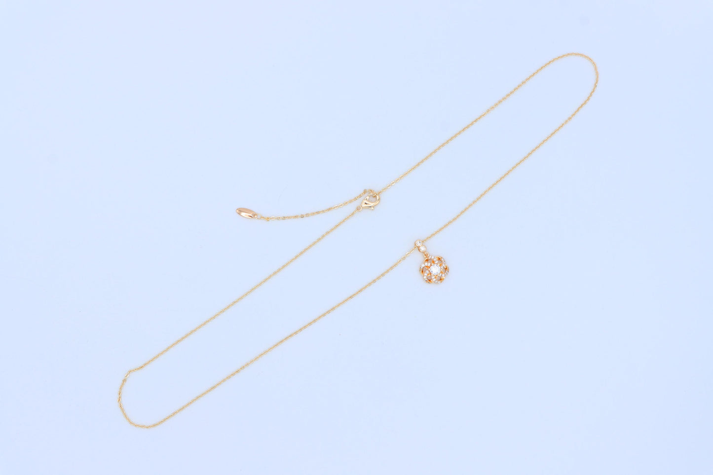 Rose Gold Flower Pendant Necklace with Crystal Detailing, XPNL1907 (2161-10)