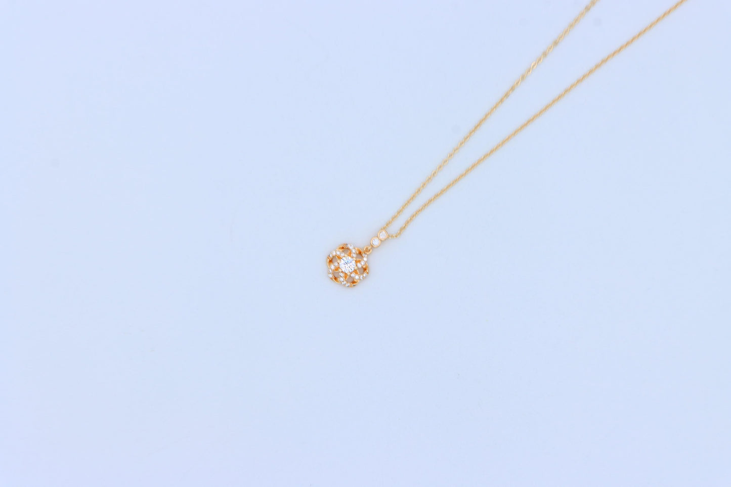 Rose Gold Flower Pendant Necklace with Crystal Detailing, XPNL1907 (2161-10)