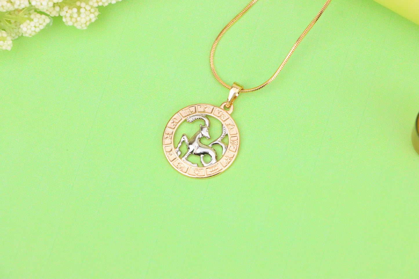 Rose Gold Capricorn Zodiac Pendant with Elegant Goat Symbol Design, XPPT1452 (2136-9)