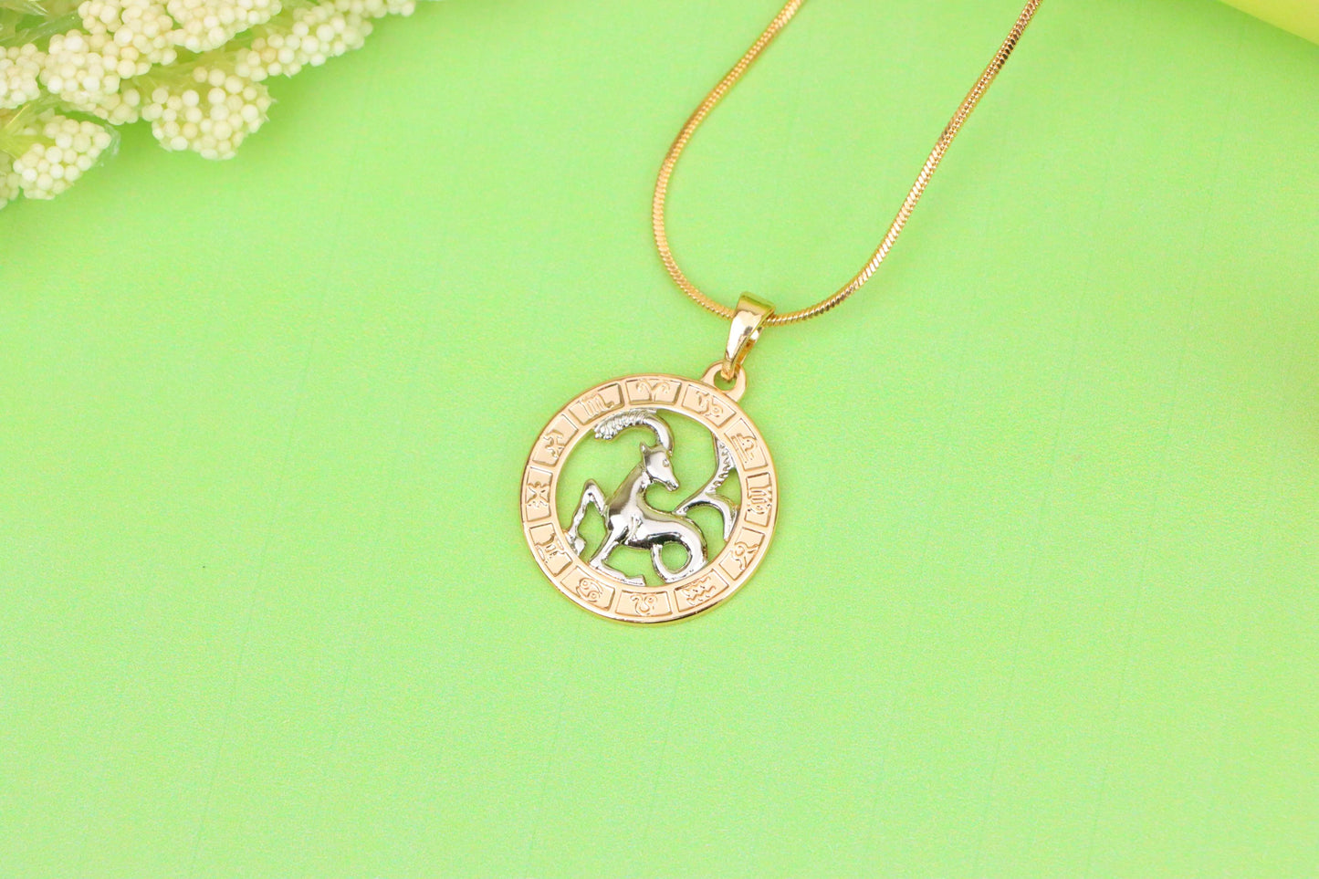 Rose Gold Capricorn Zodiac Pendant with Elegant Goat Symbol Design, XPPT1452 (2136-9)