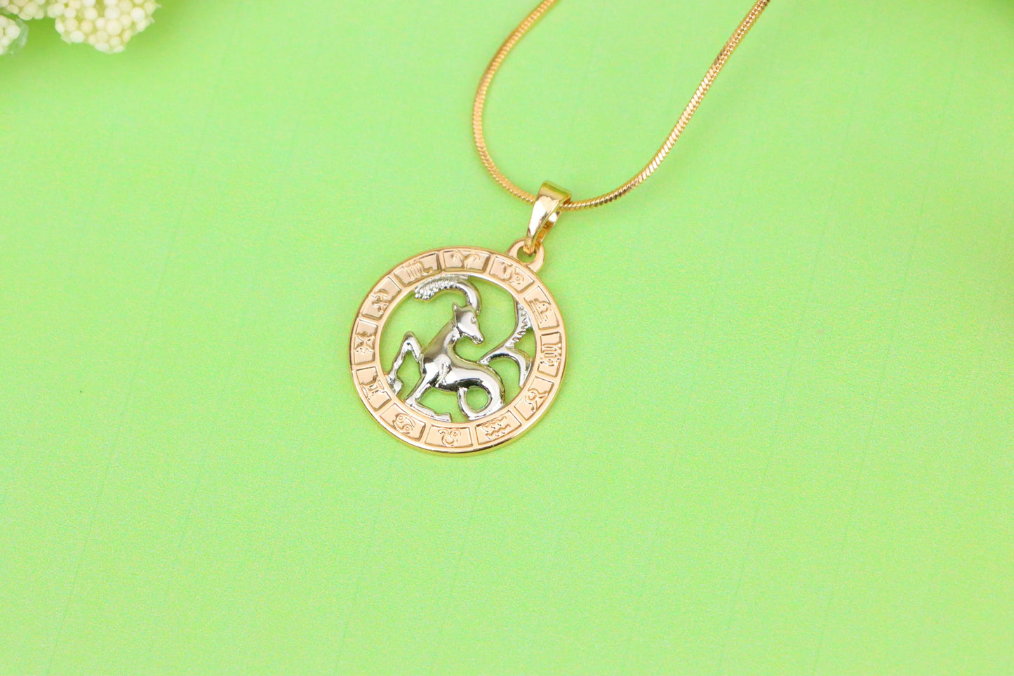 Rose Gold Capricorn Zodiac Pendant with Elegant Goat Symbol Design, XPPT1452 (2136-9)