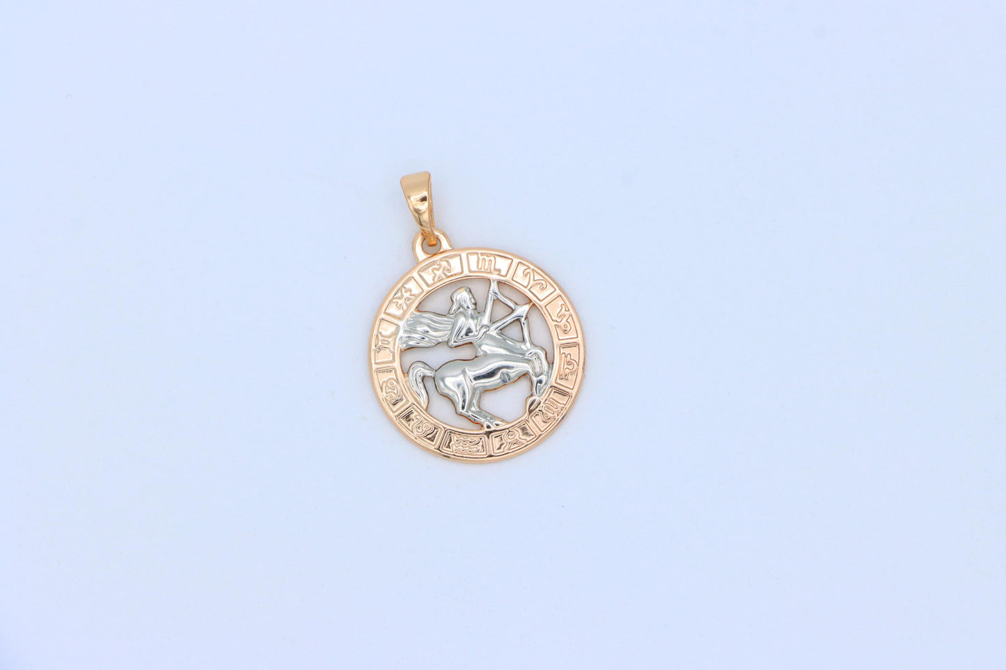 Rose Gold Sagittarius Zodiac Pendant with Archer Symbol Design, XPPT1453 (2136-9)