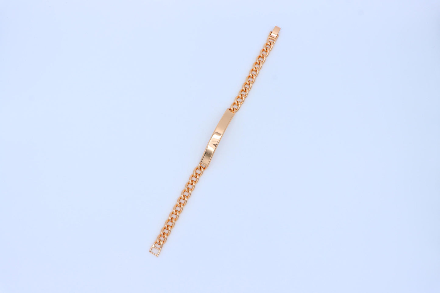 Rose Gold Curb Chain Bracelet with Polished ID Bar, XPNL1908 (2162-1)