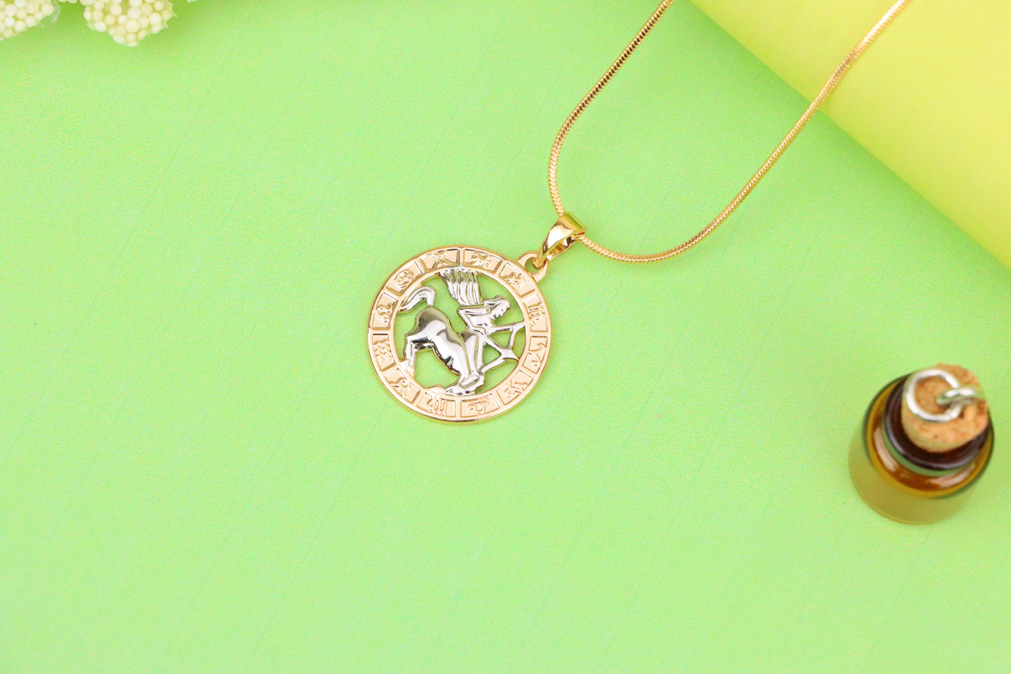 Rose Gold Sagittarius Zodiac Pendant with Archer Symbol Design, XPPT1453 (2136-9)