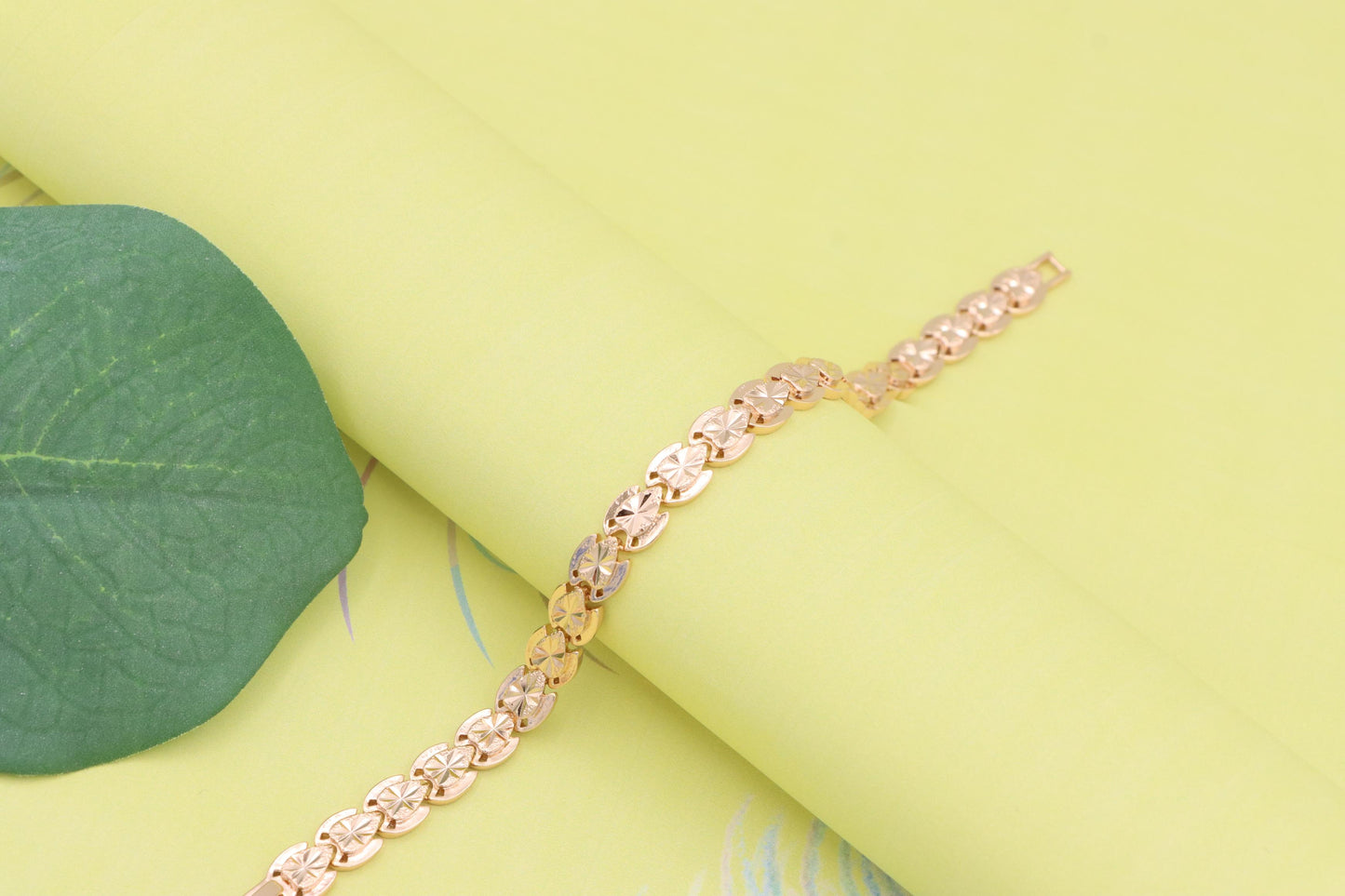 Rose Gold Bracelet with Etched Disc Pattern in Elegant Finish, XPBL1148 (2115-7)