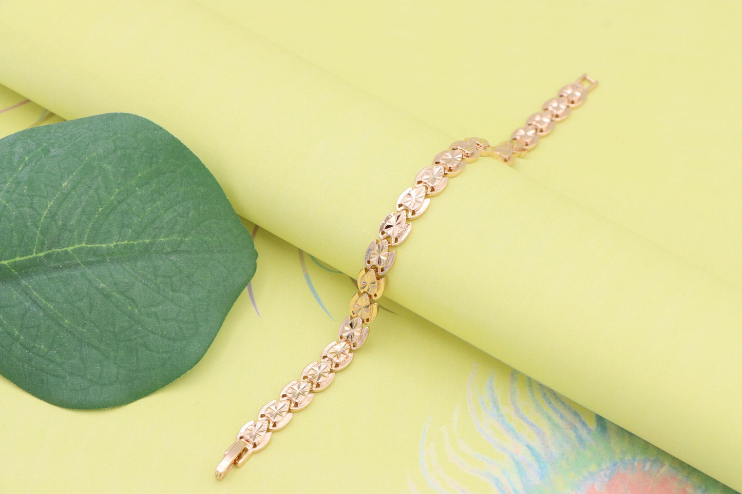Rose Gold Bracelet with Etched Disc Pattern in Elegant Finish, XPBL1148 (2115-7)