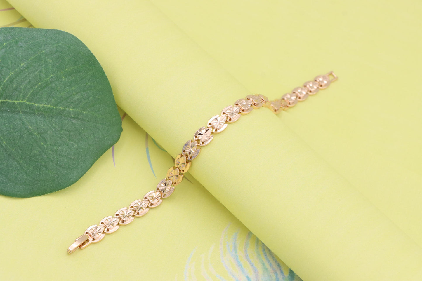 Rose Gold Bracelet with Etched Disc Pattern in Elegant Finish, XPBL1148 (2115-7)