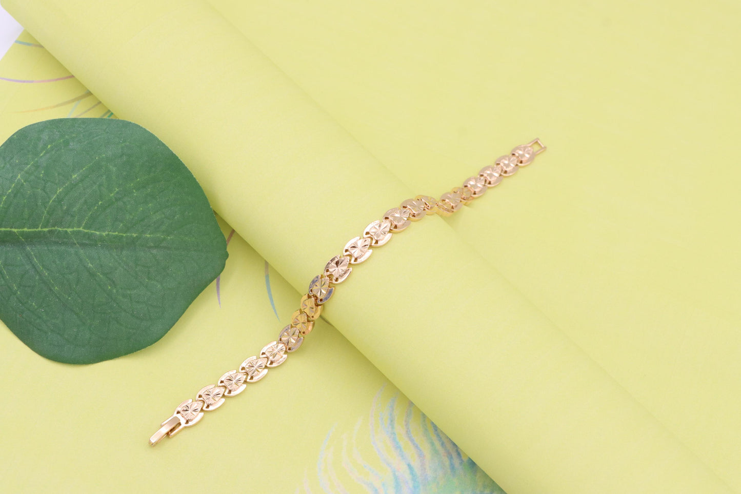 Rose Gold Bracelet with Etched Disc Pattern in Elegant Finish, XPBL1148 (2115-7)