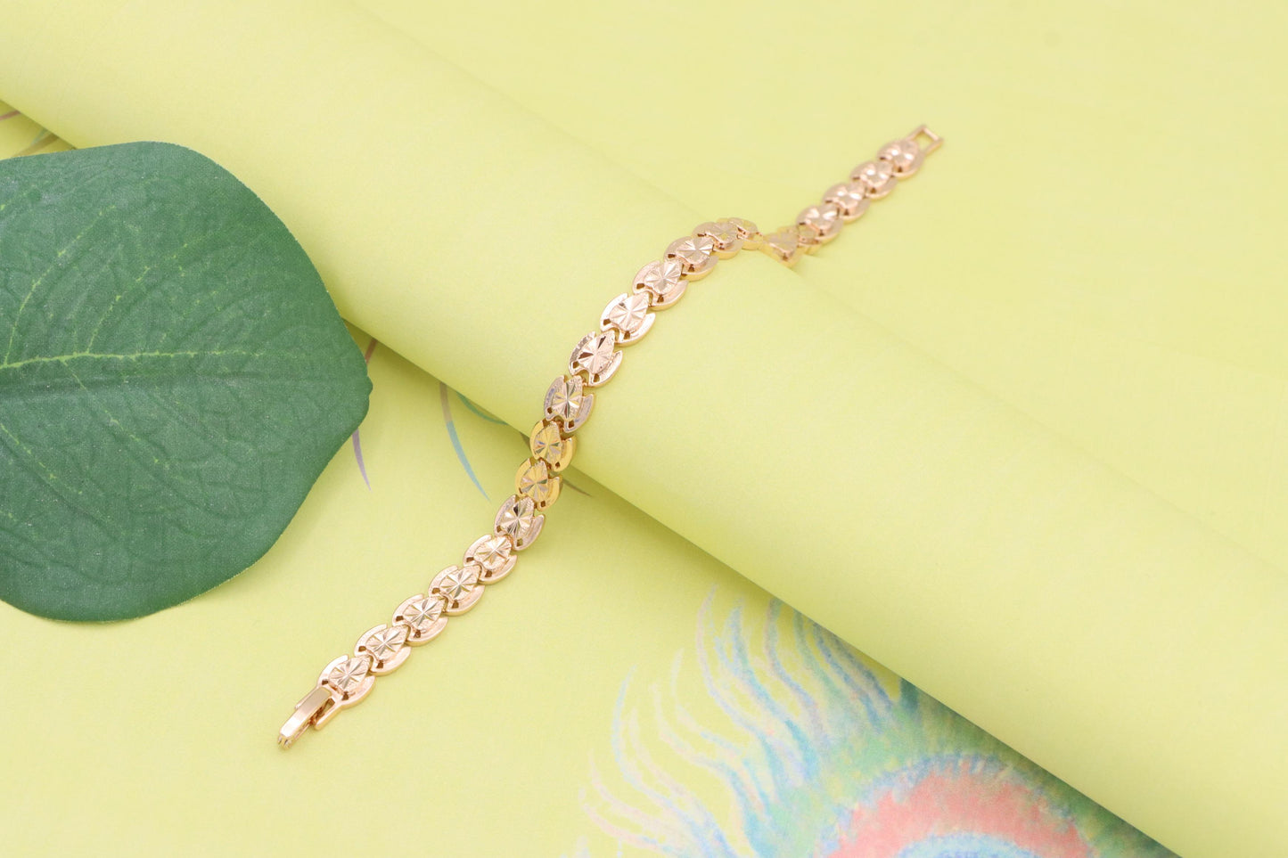Rose Gold Bracelet with Etched Disc Pattern in Elegant Finish, XPBL1148 (2115-7)