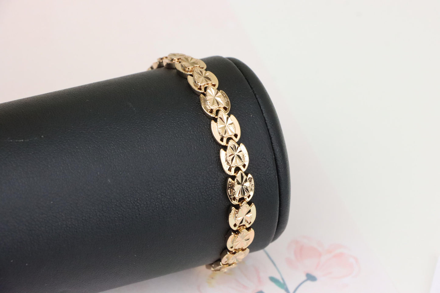 Rose Gold Bracelet with Etched Disc Pattern in Elegant Finish, XPBL1148 (2115-7)