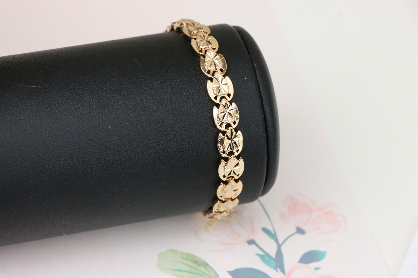 Rose Gold Bracelet with Etched Disc Pattern in Elegant Finish, XPBL1148 (2115-7)