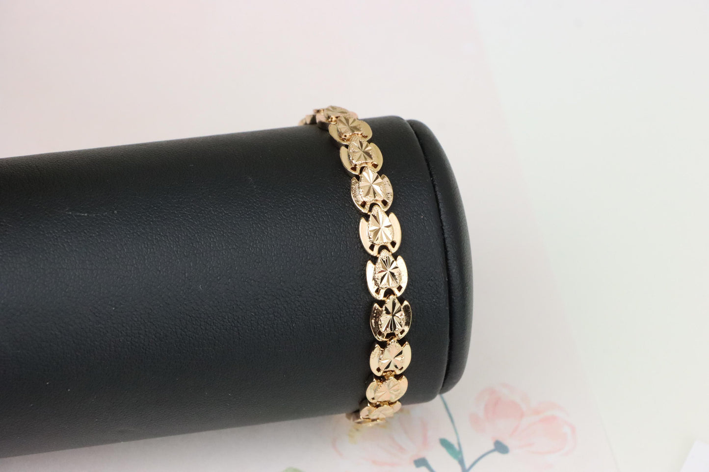 Rose Gold Bracelet with Etched Disc Pattern in Elegant Finish, XPBL1148 (2115-7)