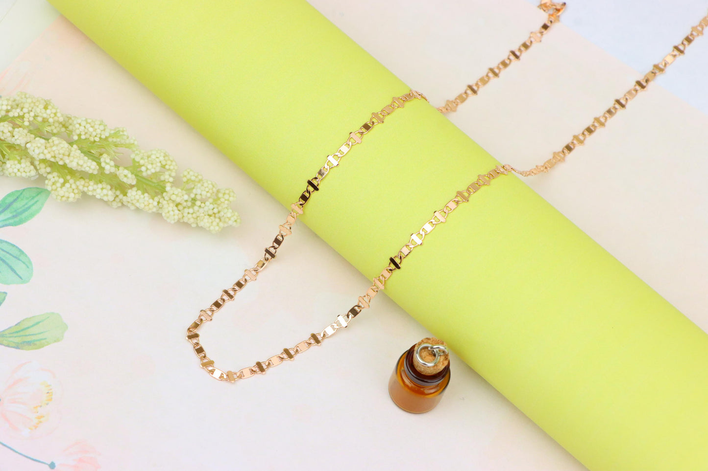 Elegant Rose Gold Link Necklace in High-Quality Brass, XPNL1909 (2162-2)