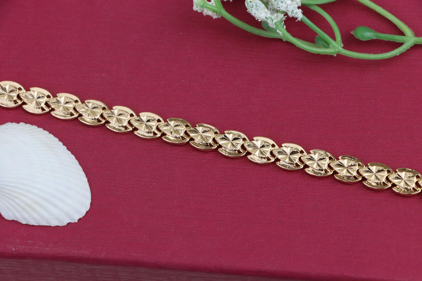 Rose Gold Bracelet with Etched Disc Pattern in Elegant Finish, XPBL1148 (2115-7)