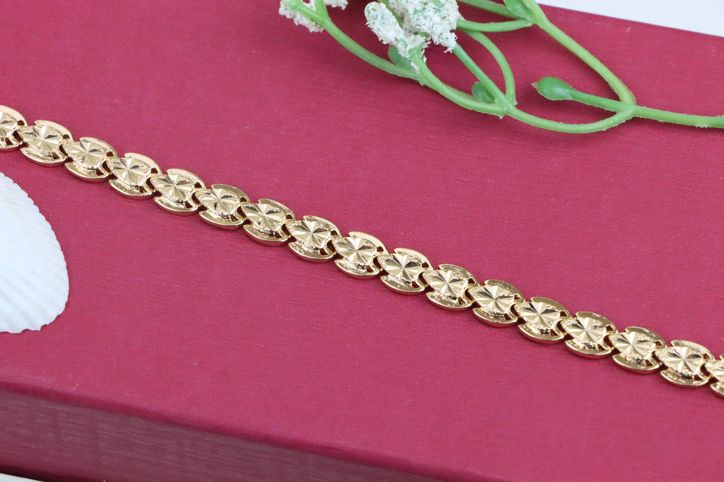 Rose Gold Bracelet with Etched Disc Pattern in Elegant Finish, XPBL1148 (2115-7)