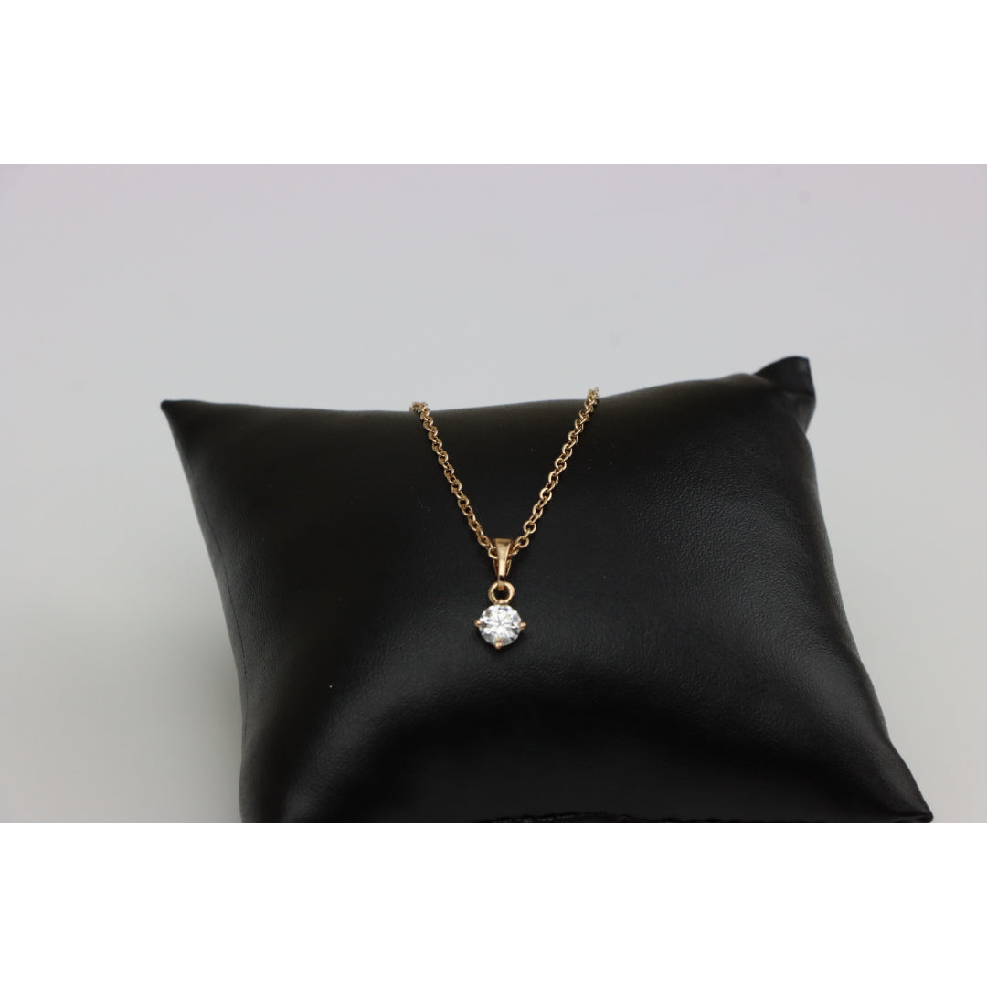 Minimal Yellow Gold Solitaire Necklace Adjustable Chain, XPNL0301 (2031-1)