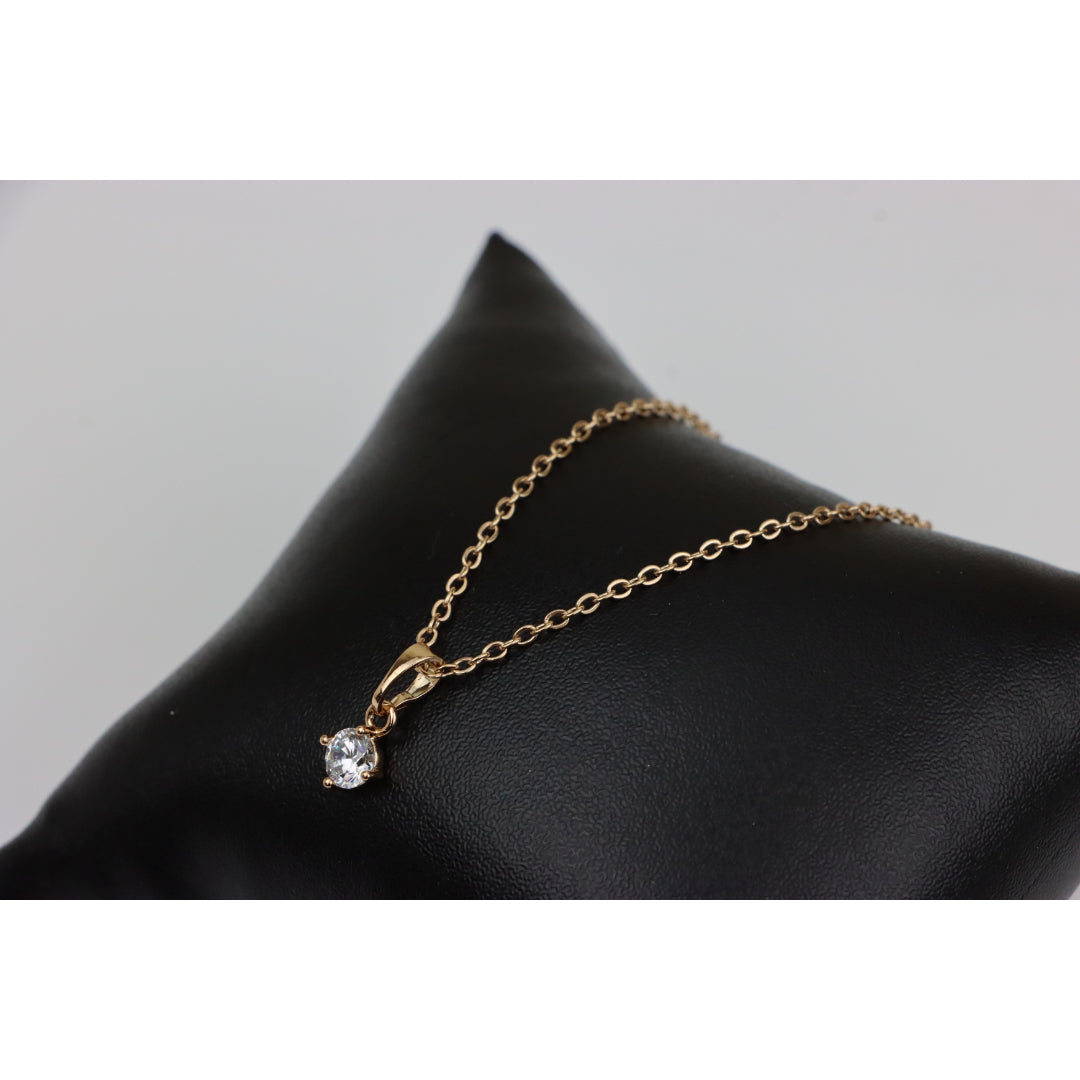 Minimal Yellow Gold Solitaire Necklace Adjustable Chain, XPNL0301 (2031-1)