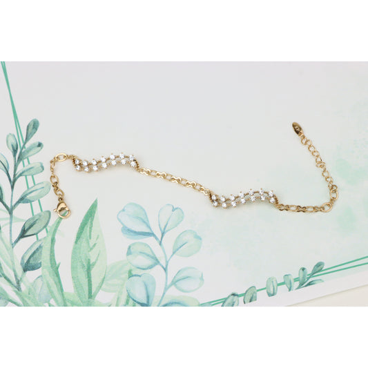 Elegant Wavy Crystal Design Rose Gold Bracelet for Women, XPBL0758 (2076-7)