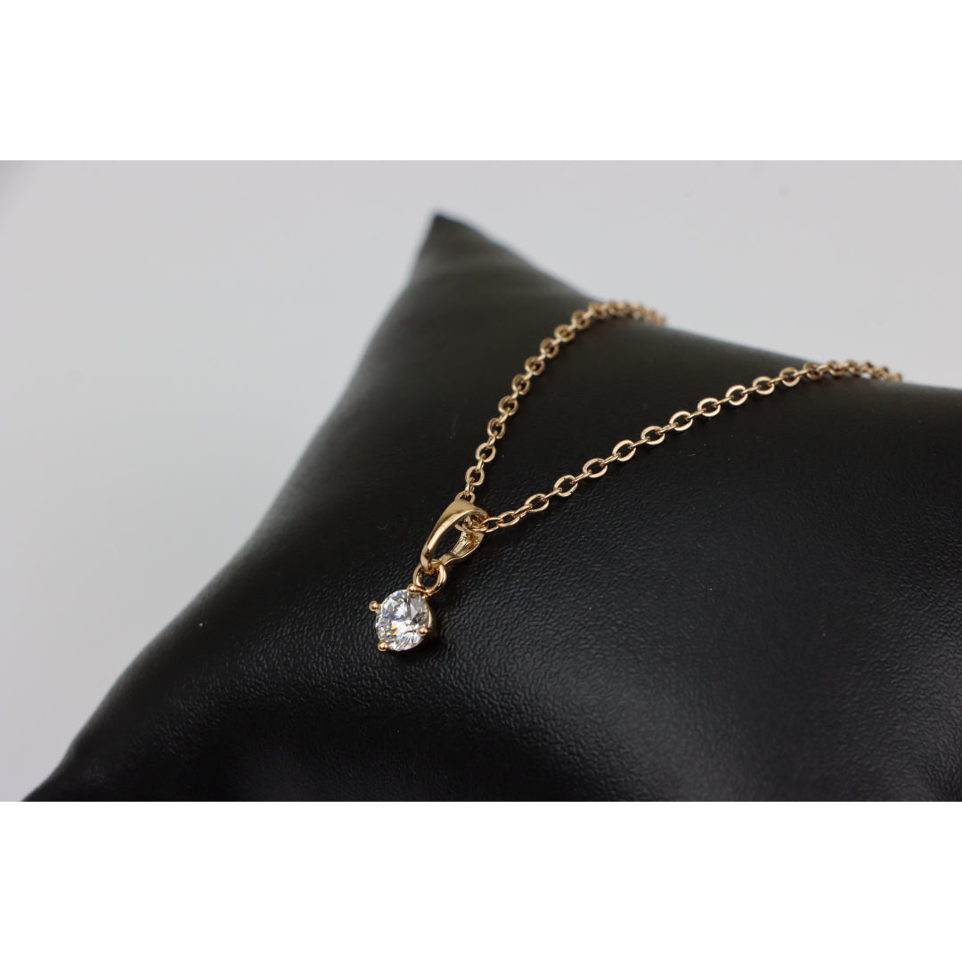 Minimal Yellow Gold Solitaire Necklace Adjustable Chain, XPNL0301 (2031-1)