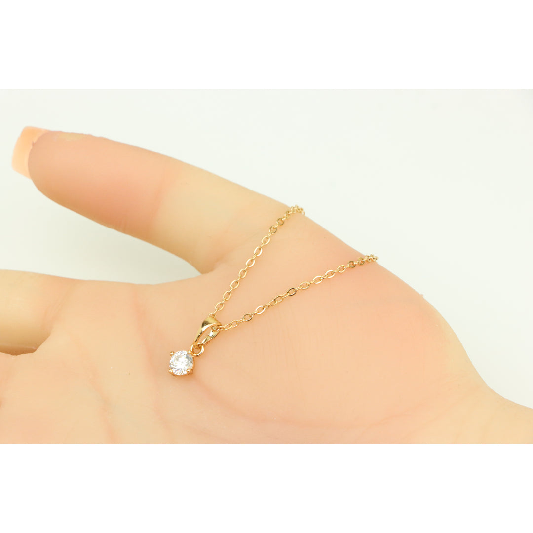 Minimal Yellow Gold Solitaire Necklace Adjustable Chain, XPNL0301 (2031-1)