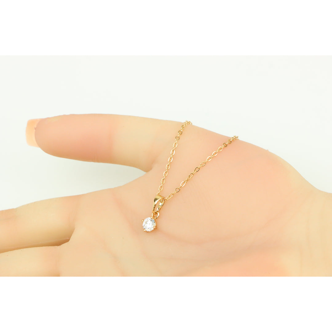 Minimal Yellow Gold Solitaire Necklace Adjustable Chain, XPNL0301 (2031-1)