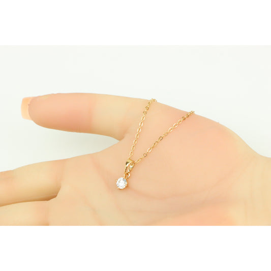 Minimal Yellow Gold Solitaire Necklace Adjustable Chain, XPNL0301 (2031-1)