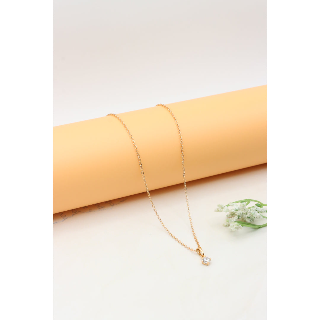 Minimal Yellow Gold Solitaire Necklace Adjustable Chain, XPNL0301 (2031-1)