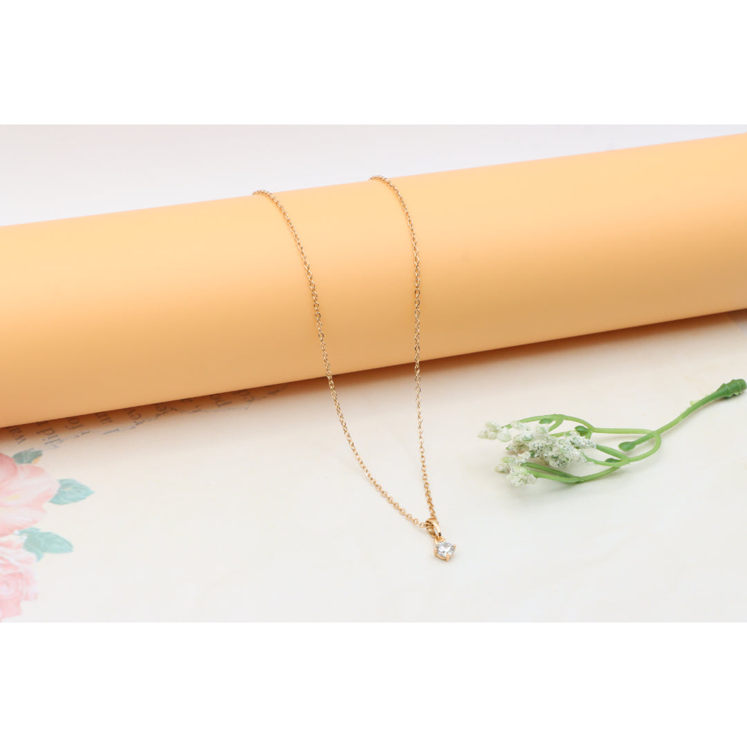 Minimal Yellow Gold Solitaire Necklace Adjustable Chain, XPNL0301 (2031-1)
