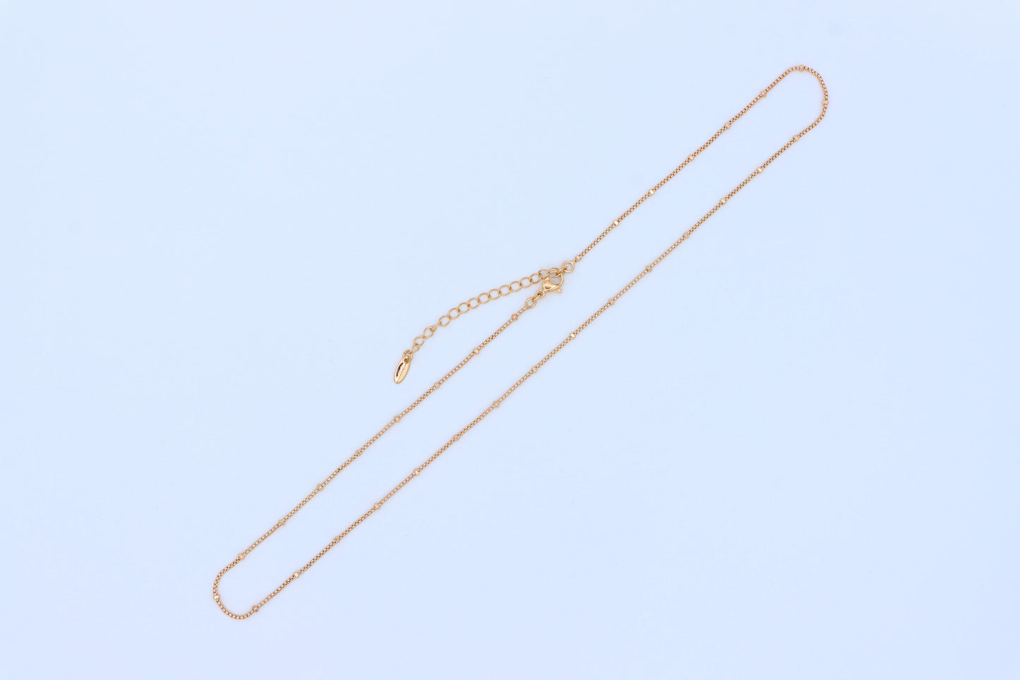 Elegant Rose Gold Bead Box Chain Necklace with Adjustable Clasp, XPNL1910 (2162-3)