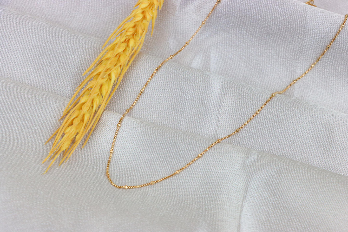 Elegant Rose Gold Bead Box Chain Necklace with Adjustable Clasp, XPNL1910 (2162-3)