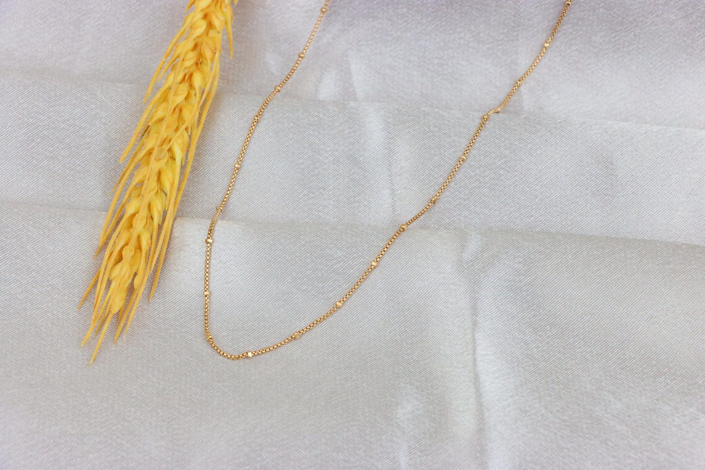 Elegant Rose Gold Bead Box Chain Necklace with Adjustable Clasp, XPNL1910 (2162-3)