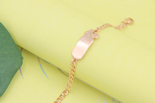 Rose Gold Bracelet with Cute Bear Charm, Adjustable Chain Design, XPBL1150 (2115-9)
