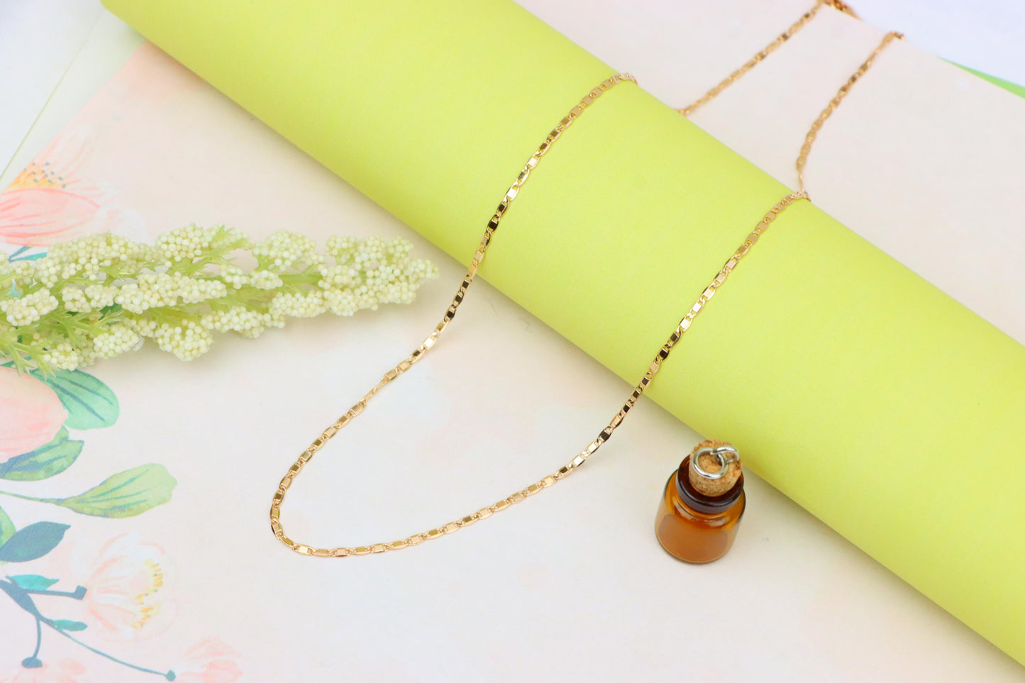 Shiny Rose Gold Plated Brass Chain Necklace – Elegant Design, XPNL1911 (2162-4)