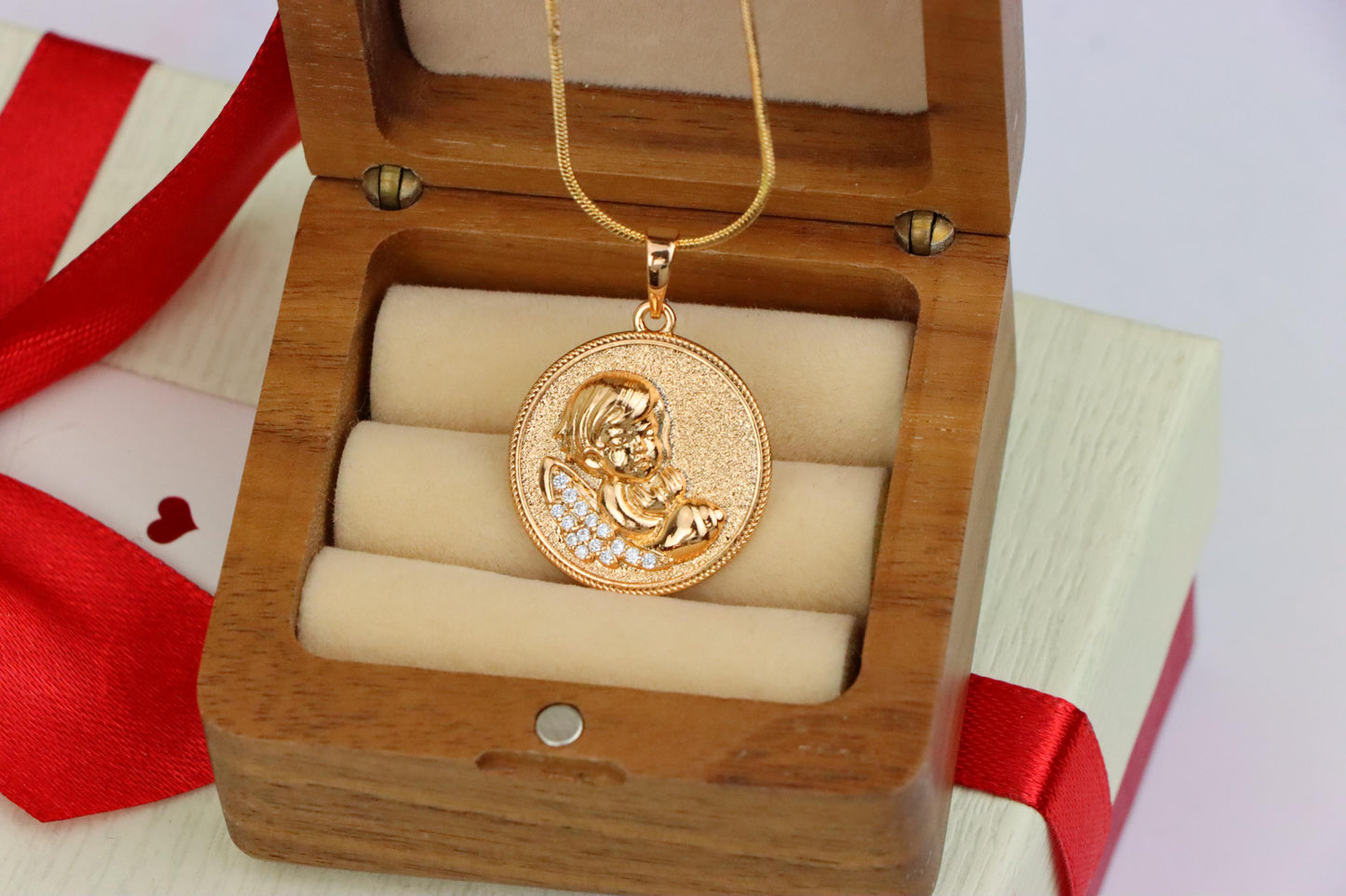 Rose Gold Angel Baby Pendant with Crystal Accent Details, XPPT1457 (2136-10)