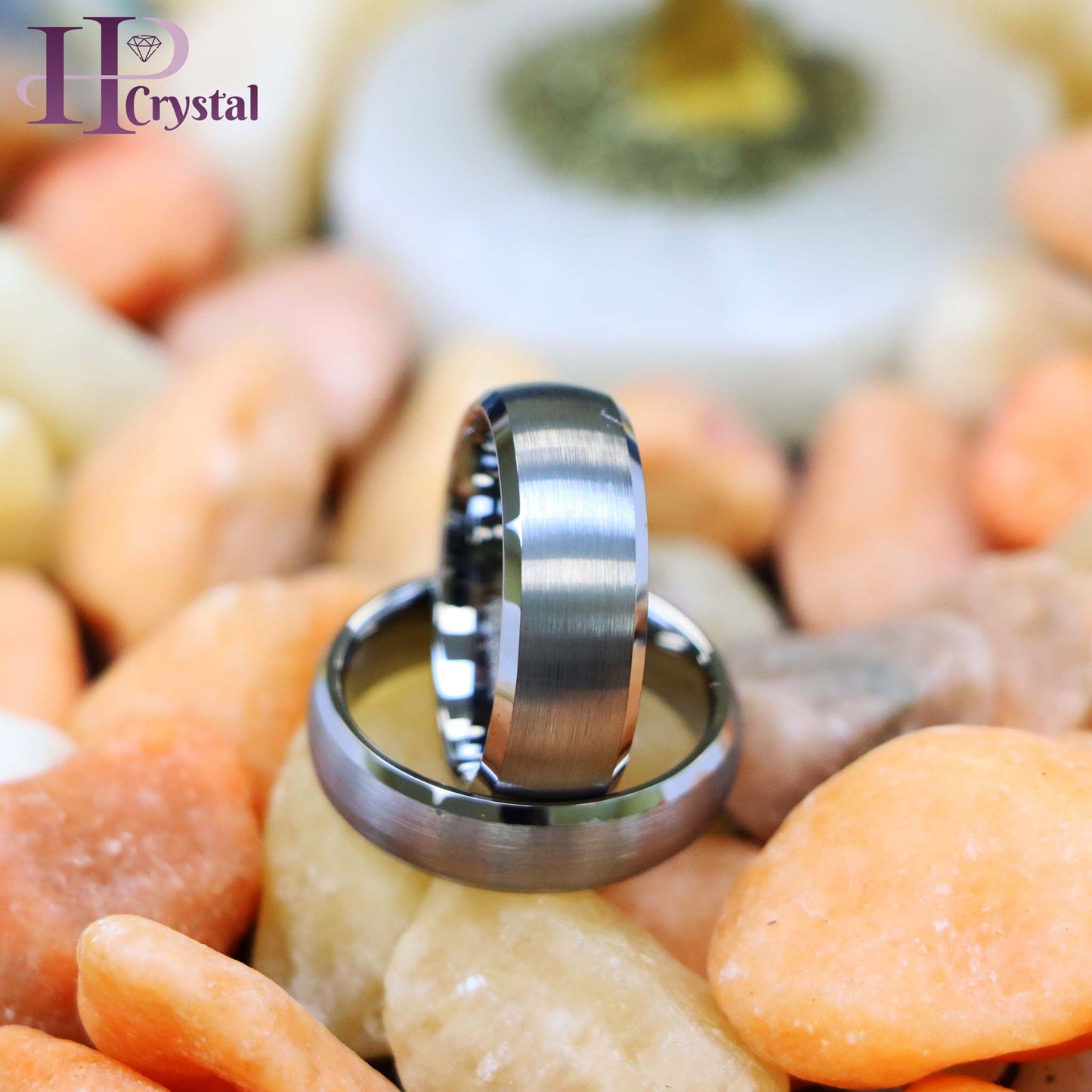 Domed Brushed Center Low Beveled Edge Tungsten Ring