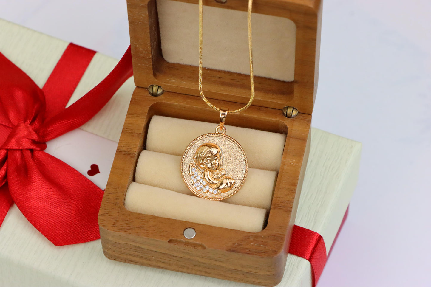 Rose Gold Angel Baby Pendant with Crystal Accent Details, XPPT1457 (2136-10)