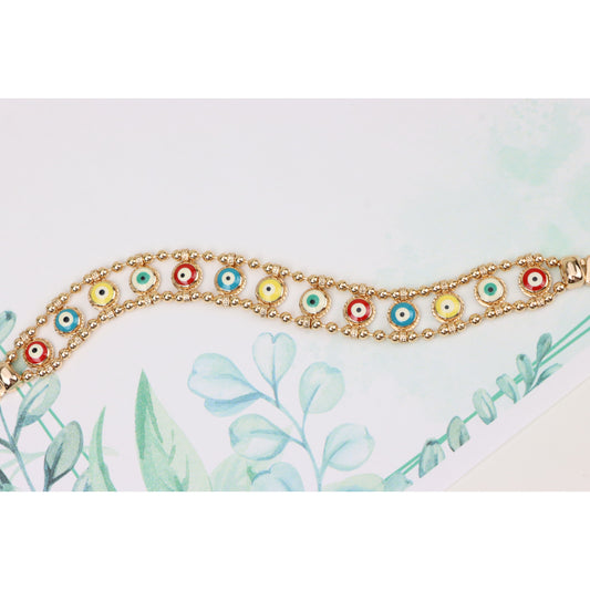Colorful Evil Eye Beaded Rose Gold Bracelet, XPBL0762 (2077-1)