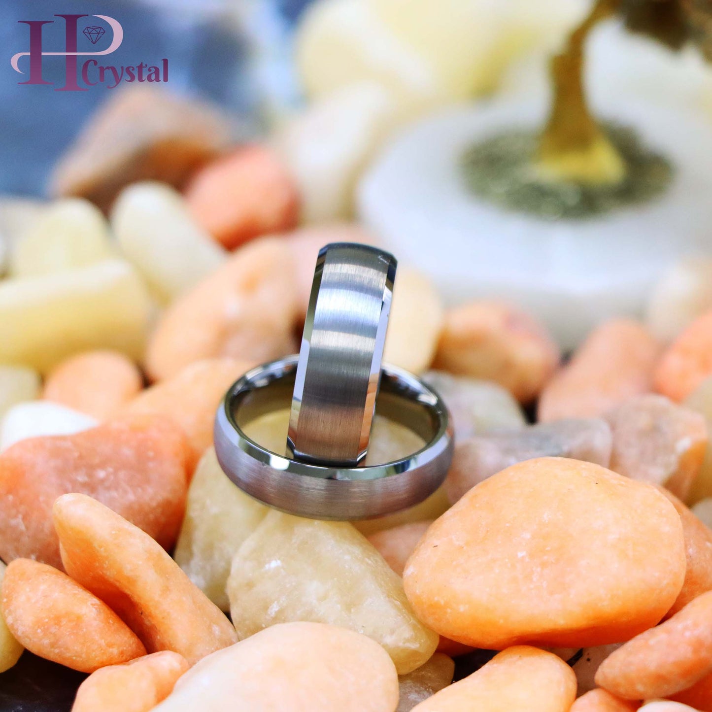 Domed Brushed Center Low Beveled Edge Tungsten Ring