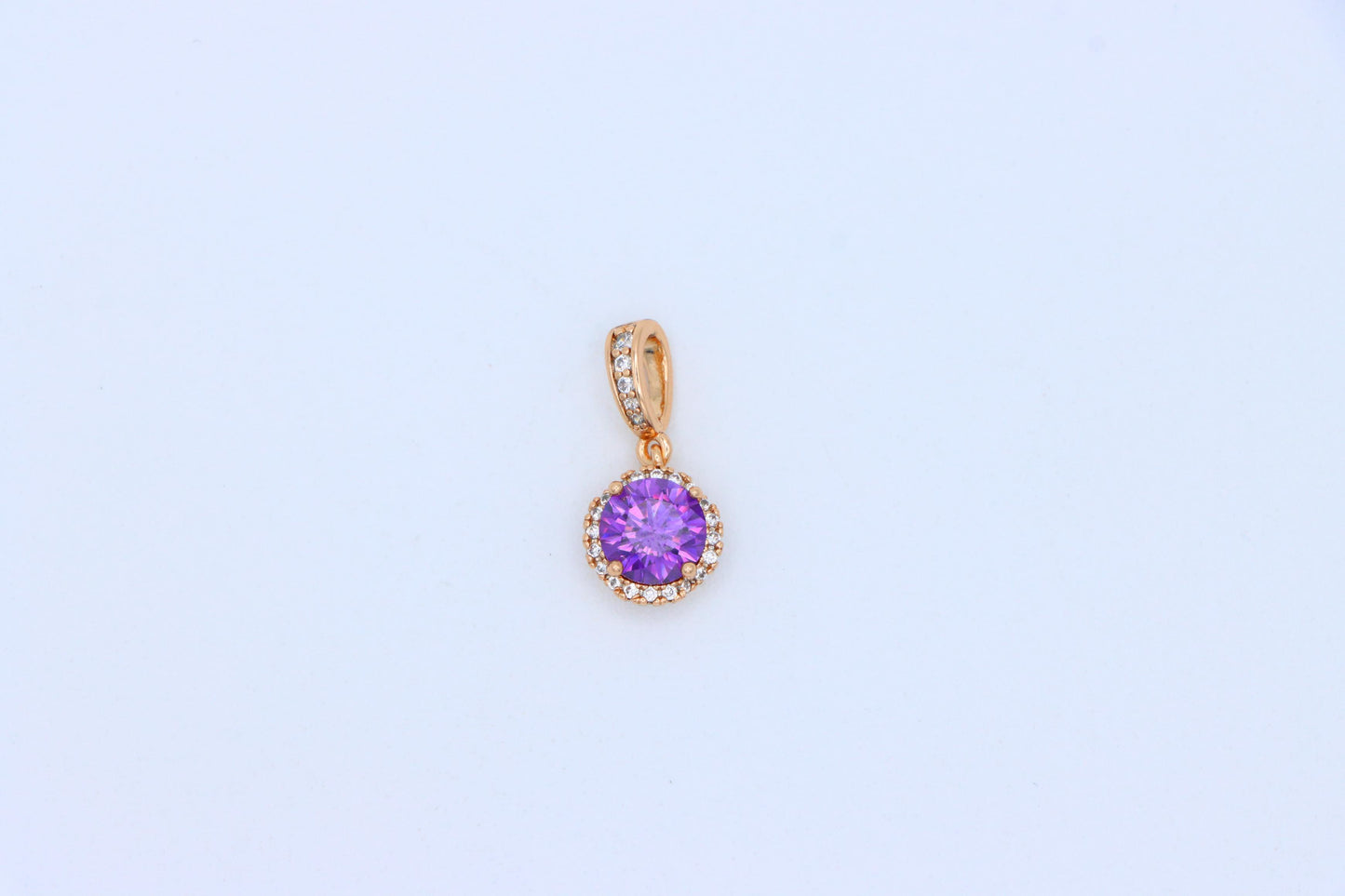 Elegant Purple Round Pendant in Rose Gold with Crystal Accents, XPPT1458 (2137-1)