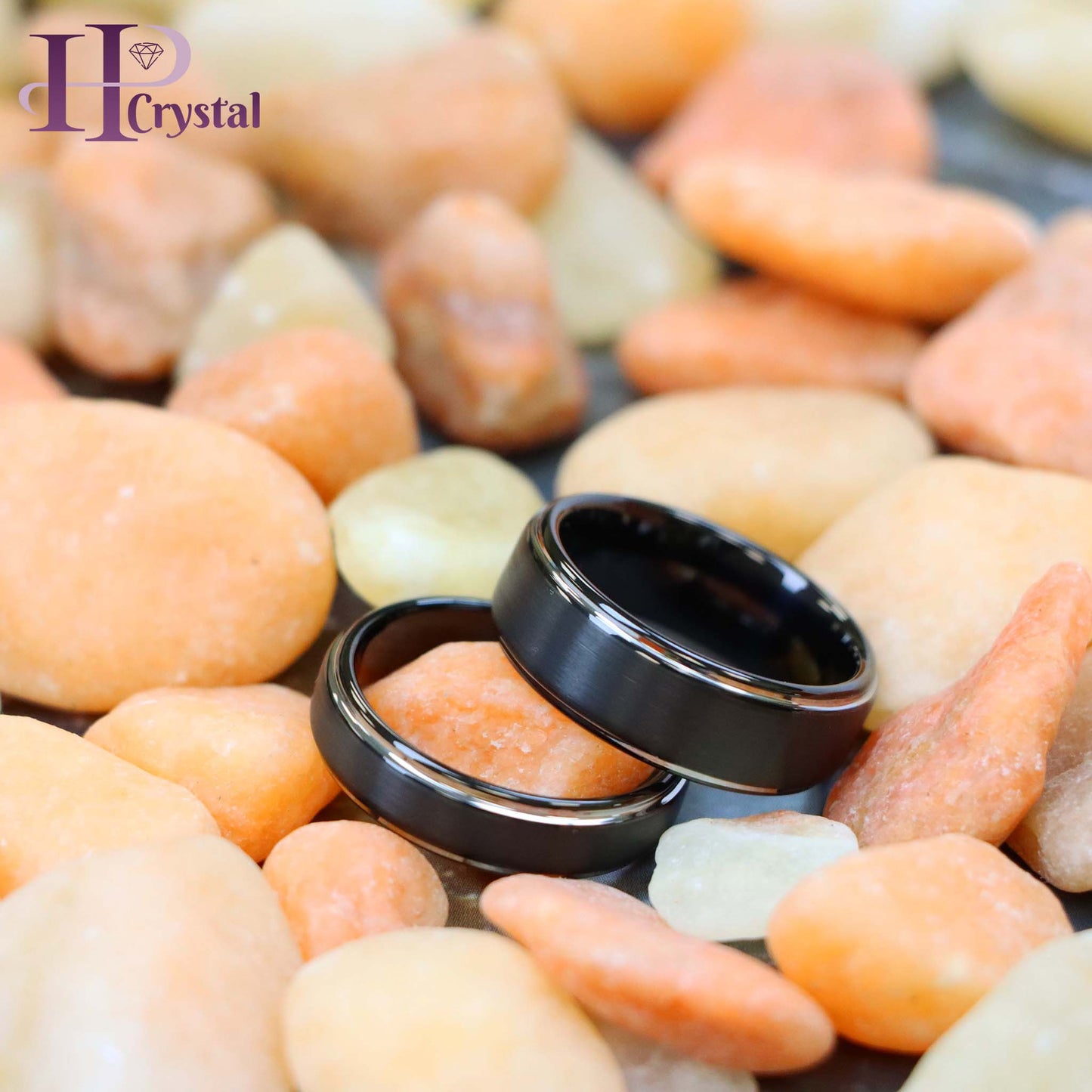 Two-Tone Black IP Brushed Center & Steel Color Stepped Edge Tungsten Ring