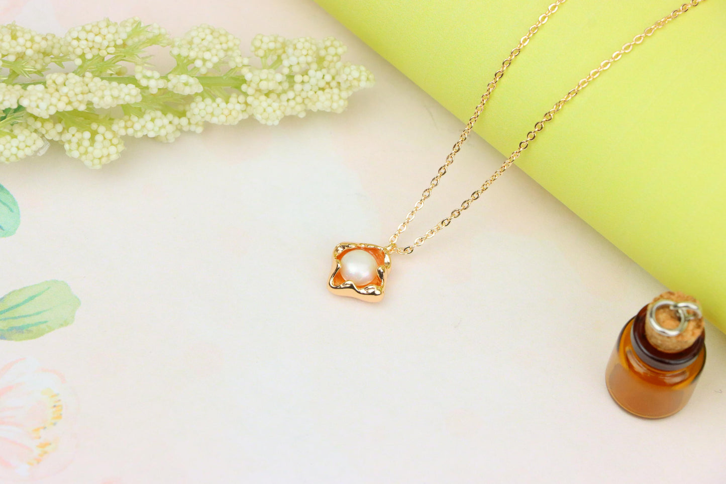 Elegant Rose Gold Pearl Pendant Necklace for Women, XPNL1912 (2162-5)